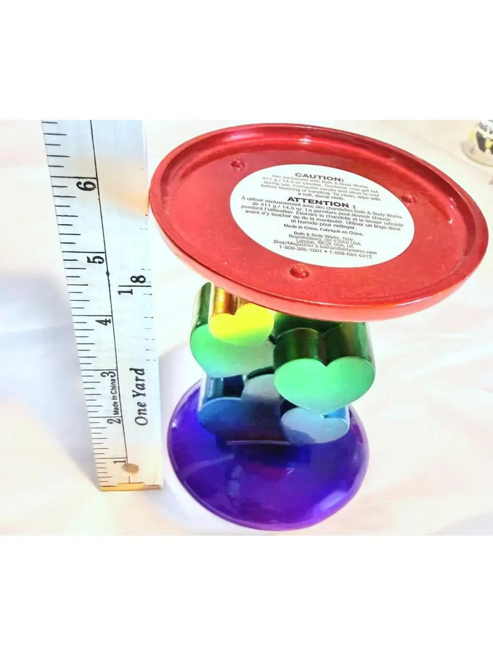 Bath & Body Works Rainbow Ombre Heart Metallic Pedestal Candle Holder